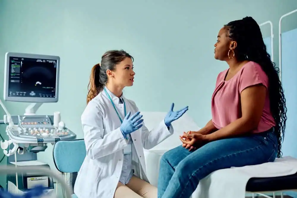 Woman have consultation about vaginal laxity Busby