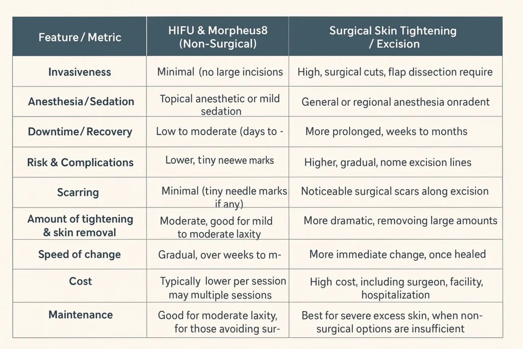 The Science of Skin Tightening 2 Table of skin tightening Busby benefits compared to surgical options